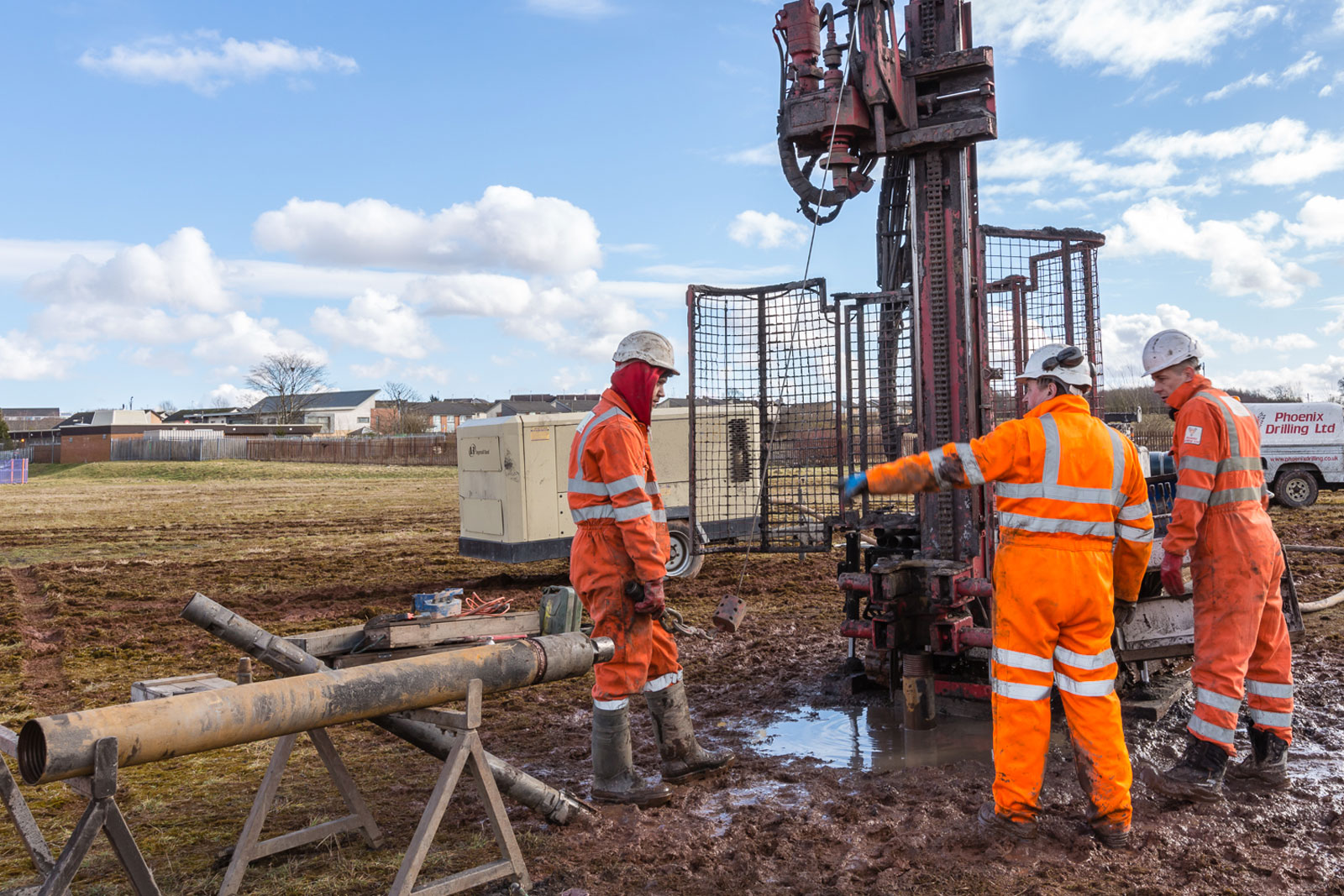 Borehole drilling rig in Wembley site